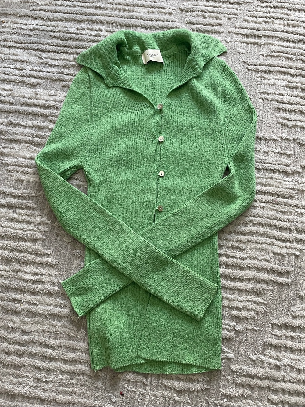 Lightweight Green Button-Front Women's Sweater